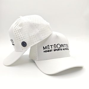 Sleek Modern Look 5 Panel Golf <b>Cap</b> Custom Embroidery Logo Low MOQ OEM Laser Perforated Breathable Performance Functional Apparel - Product Image 4