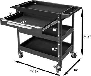 Üç katmanlı haddeleme oto tamir aracı sepeti donanım arabası tekerlekli mobil OEM desteklenen atölye sepeti - Product Image 3