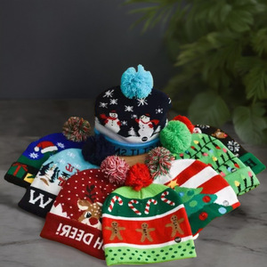 Chapeau en tricot LED de Noël avec lumières colorées, chapeau de fête pour adultes, chapeau en laine, vente en gros - Product Image 4