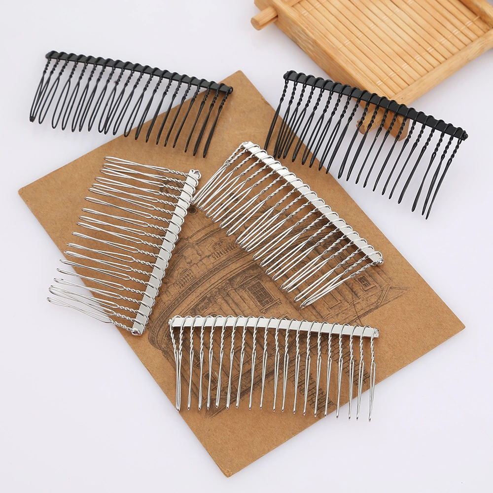 Оптовая продажа с фабрики, прямая черная белая Витая Железная Проволока, перекрестная расческа, 20 зубьев, металлическая универсальная расческа для волос для женщин