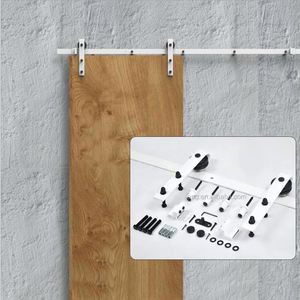 WEKIS - Kit de Herrajes para Puerta Corredera de Estilo Moderno, Resistente, de 6.6 Pies, Color Blanco, Mecanismo de Latón, para Cocina o Pasillo - Product Image 1