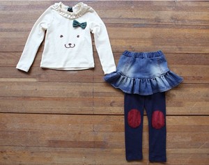 Ensemble deux pièces pour filles, style chinois, chemises 100% coton et jupe en jean, pour le shopping - Product Image 3