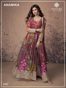 ชุดคลุม Anarkali เย็บเต็มรูปแบบสำหรับผู้หญิงชุดผ้าจอร์เจียสำหรับงานแต่งงานและเทศกาล - Product Image 3