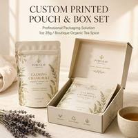 Boîte de présentation professionnelle personnalisée, imprimée, anti-odeur, résistante aux enfants, sans BPA, avec pochette autoportante, 1 oz (28 g), pour thé biologique de boutique