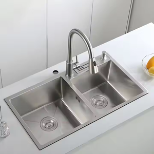 Lavello da <span class=keywords><strong>Cucina</strong></span> Rettangolare a <span class=keywords><strong>Doppio</strong></span> Scarico in Acciaio Inox Spazzolato Nano Anti-Schizzi con Rubinetto - Offerta Speciale - Product Image 3