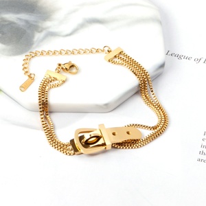 Joyería de Acero Inoxidable con Personalidad, Brazalete de Cadena Multicapa Chapado en Oro de 18K para Mujer, Ideal para Fiestas - Product Image 4