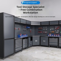 Sistem Kabinet Garasi Modular OEM yang Dapat Disesuaikan, Terbuat dari Baja Cold Rolled, Dilengkapi Pegboard, Kotak Perkakas Multi-Laci, dan Kabinet Penyimpanan Tinggi