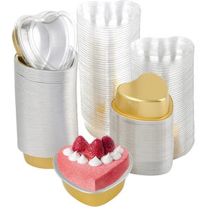 Moldes Desechables Personalizados de Aluminio para Hornear con Tapa de Plástico PP, Color Dorado, Capacidad de 100 ml, Bandeja para Pasteles de Grado Alimenticio, Molde de Pulpa para Postres - Product Image 1