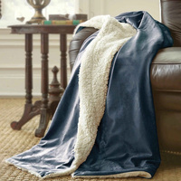 Luxuriöse Schlichte Seidige Nerz-Fleece-Sherpa-Decke Superweiche Hochdichte Jacquard-Fleece-Überwurfdecke für Sofa Winter Dicke Warme Plüschdecke