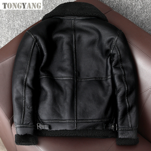 Пальто из натурального меха дубленки TONGYANG, мужское 100% пальто, коричневое, черное, утепленное, зимнее, утепленное, летное пальто из овчины - Product Image 2