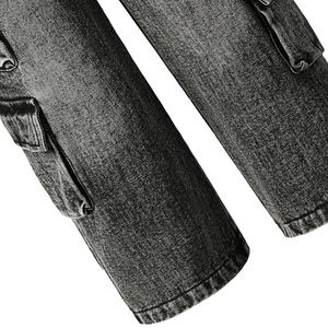 Abbigliamento all'ingrosso <span class=keywords><strong>pantaloni</strong></span> Vintage in Denim coreano eleganti <span class=keywords><strong>pantaloni</strong></span> larghi dritti per bambini Jeans larghi grigi <span class=keywords><strong>neri</strong></span> - Product Image 6