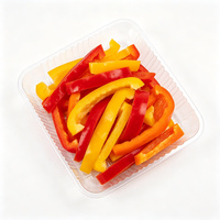 Grote, transparante PET plastic productenbak, vierkant, voor fruit, groenten en salades, geschikt voor supermarkten