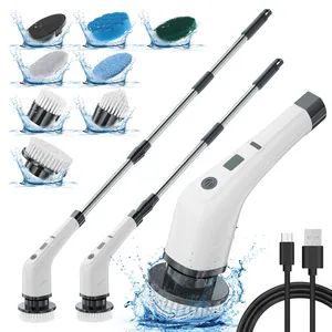 Electric Spin Scrubber, Cordless Cleaning Brush, Tub and Floor Tile 360 Power Scrubber Dual Speed with Detachable Handle