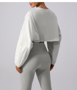 YIYI Collection Automne 2025 Nouveauté Haut Court Sportif pour <span class=keywords><strong>Femme</strong></span> Ample Décontracté Respirant Idéal Gym <span class=keywords><strong>Yoga</strong></span> Course à Manches Longues - Product Image 3