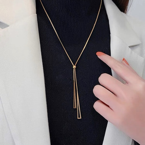 Alloy Long Sweater Chain Necklace Geometric Triangle Style Silver Gold Women's Jewelry Daily Wear Fashion Pendant Necklaces - Product Image 4