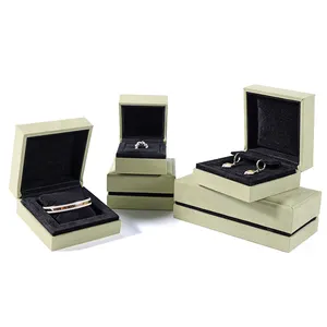 Conjunto de caixa de joias com logotipo personalizado, material de veludo dentro da caixa de colar, caixa de embalagem de presente de joias de luxo para anel de colar