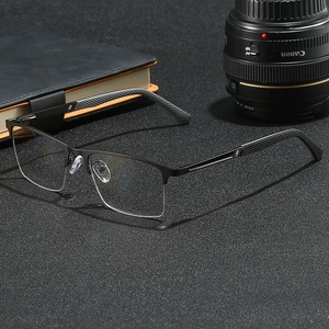 <span class=keywords><strong>Lunettes</strong></span> progressives multifocales pour hommes 2025, verres photochromiques anti-lumière bleue, demi-cerclées, charnières à ressort, alliage gris argenté, rectangulaires - Product Image 1