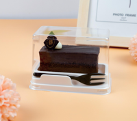 Boîte à gâteau triangulaire jetable avec fourchettes et emballage pour pain, boîte en blister transparente en PET, couvercle en forme de litchi ou de raisin