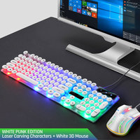 Nouveau clavier de jeu RGB LED OEM personnalisé à 104 touches, filaire USB, anti-ghosting, rétroéclairé, en ABS, 6000 DPI