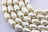 Perles d'eau douce naturelles en vrac de 2.0mm à grand trou, brins de perles de riz pour la fabrication de bijoux 10-11mm