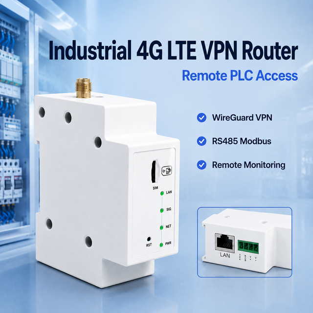 Industrial 4G Router Support WireGuard VPN Layer 2 Bridge Same Subnet Communication P2P Router for PLC Remote Access