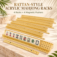 Règle de Mahjong en rotin et acrylique, bord droit ou ondulé, accessoires de table de Mahjong