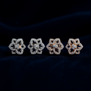 E971 Orecchini in oro bianco con diamanti, taglio rotondo brillante, colore D, gioielli naturali in stile classico da donna - Product Image 2