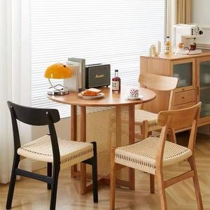 Chaise de cuisine de style scandinave avec <span class=keywords><strong>pieds</strong></span> en bois naturel et assise tressée à la main - Product Image 1