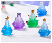 Feliz adorno decoración de Navidad árbol pequeño resina arte artesanía Micro paisaje figuras brillantes luminosas 3D Navidad invierno ornamento