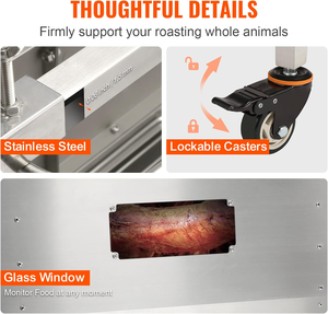 BBQ Elettrico Commerciale a <span class=keywords><strong>Carbone</strong></span>, Griglia <span class=keywords><strong>Barbecue</strong></span> da Esterno in Acciaio Inox a <span class=keywords><strong>Carbone</strong></span> con Coperchio - Product Image 3