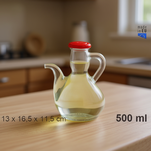 Botella de Vidrio para Aceite Arcuza de 500 ml con Diseño Moderno, Capacidad de 1/2 L, Tapa para Guardar Condimentos - Product Image 3