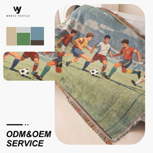 <span class=keywords><strong>Tapisserie</strong></span> tissée multifonctionnelle sur le thème du football, personnalisée, pour canapé, lit, voyage, couverture tissée pour les fans de sport - Product Image 1