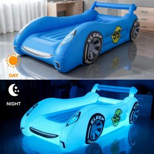 Light Up Blue Race Car Shaped Kids <b>Inflatable</b> Travel Bed for Toddlers Camping Home(<b>Large</b>) - Product Image 2