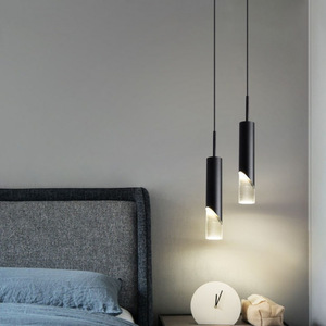 Luminaire suspendu minimaliste moderne, cylindre noir, LED, chambre à coucher, salle à manger, éclairage d'ambiance - Product Image 4