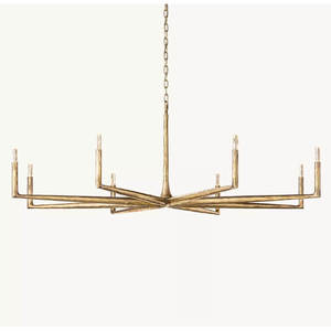 72" Hotel Banquet Hall Large Brass LED Chandelier American Designer Villa Living Room High-end Simple Retro Brass Chandelier - Product Image 6