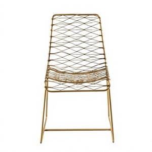 Silla lujosa de forma personalizada, sillas de alambre de Metal de Color dorado de calidad superior para restaurante y cafetería - Product Image 1