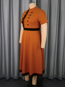 AM050519 abito Casual <span class=keywords><strong>da</strong></span> donna donna stile stile stile stile stile stile stile stile stile chiesa manica corta in pizzo marrone - Product Image 5