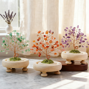 Venta al por mayor de Chips de cristal curativo natural, botella de deseo de piedra, árbol de dinero de cristal, artesanía de cristal, decoración de escritorio, adorno de paisaje - Product Image 1