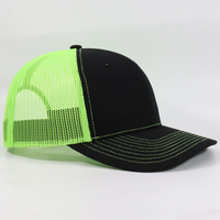Casquettes de camionneur personnalisées à 6 panneaux, profil bas, en maille, couleur néon