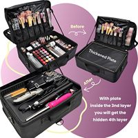 Trousse de Maquillage Professionnelle Grande Capacité, Valise de Voyage Cosmétique et Beauté en Nylon avec Miroir pour Maquilleur, Onglerie et Coiffure