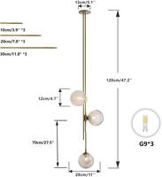 Lustre suspendu d'art minimaliste moderne nordique avec cadre en laiton électroplaqué et verre bulle pour salon, salle à manger, chevet