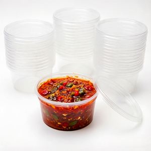 Couvre-gobelets en plastique transparent de 4 oz, sans BPA, compatibles micro-ondes, 50 ensembles |   Sauces, vinaigrettes, condiments, échantillons, collations, contrôle des portions - Product Image 1