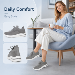 2026 <span class=keywords><strong>Femme</strong></span> Baskets Flyknit Slip On Lacets Réglables Col Élastique Semelle PVC Rembourrée Chaussures Sport <span class=keywords><strong>Marche</strong></span> - Product Image 3