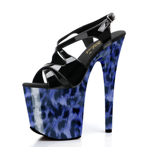 Sandalias de Plataforma con Estampado de Leopardo para Pole Dance, 20cm 8 Pulgadas, Punta Abierta, Tacón Delgado, para Club Nocturno, Modelo <span class=keywords><strong>Pasarela</strong></span>, Calzado para Espectáculos - Product Image 2
