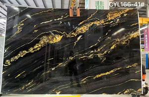 Marbre Doré Cosmique Naturel Noir aux Veines Dorées Éblouissantes pour Murs <span class=keywords><strong>D</strong></span>écoratifs Modernes de Luxe, Cuisines Extérieures Commerciales Haut de Gamme et Villas - Product Image 2
