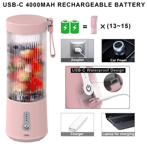 Vaso Mezclador Portátil Inalámbrico de 450 ml, Mini Licuadora Eléctrica de Frutas con Carga USB para el Hogar y Viajes - Product Image 6