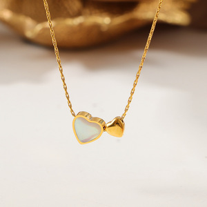 Collar de Acero Inoxidable con Colgante en Forma de Corazón, Chapado en Oro de 18K, Diseño Simple y Elegante para Mujer, Venta al Por Mayor - Product Image 1