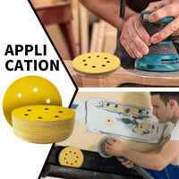 5 pouces, 6 trous, jaune, 40 pièces, 80 #   120 #   220 #   320 #   Assortiment de disques abrasifs en oxyde d'aluminium doré à fixation auto-agrippante