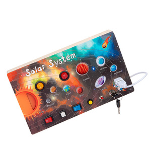Jouets Montessori en bois pour garçons et filles avec interrupteur Led électronique activité voyage physique occupé conseil enfants éducation précoce - Product Image 1