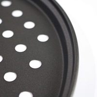 Bandeja para Hornear Pizza Antiadherente de Acero al Carbono, Perforada, Ecológica, de 11 Pulgadas y 1.5 cm de Profundidad, para Accesorios de Cocina